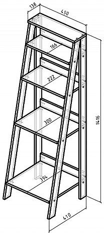 Этажерка Лофт 1416х450х410 Графит купить в СОМ