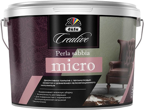 Покрытие декоративное Dufa Creative Perla sabbia micro, перламутровый эффект, 5 кг купить в СОМ