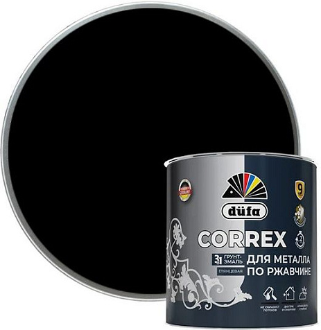 Грунт-эмаль по ржавчине 3в1 Dufa CORREX, черный RAL9005, 2 л купить в СОМ