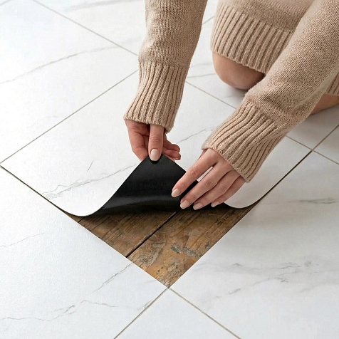 Плитка самоклеящаяся, кварцвинил ix-318 Белый Мрамор 30х30см купить в СОМ