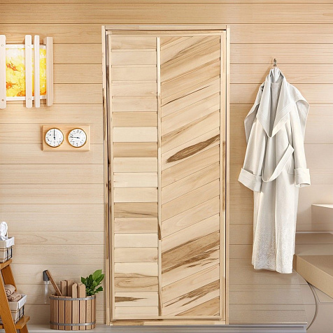 Дверь для бани и сауны, размер коробки, липа, глухая, 170×80 см купить в СОМ