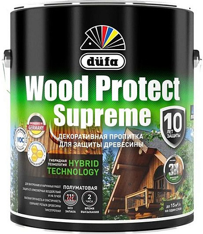 Пропитка защитно-декоративная Dufa WOOD PROTECT SUPREME, бесцветный, 2.5 л купить в СОМ