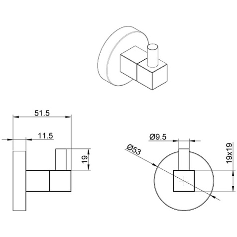 Крючок Azario Nessy AZ-73105A, одинарный, хром купить в СОМ