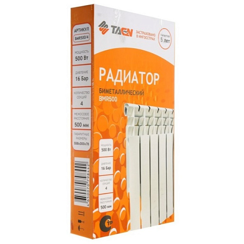 Радиатор биметаллический TAEN 500/78 4 секций купить в СОМ