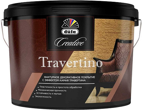 Покрытие фактурное Dufa Creative Travertino, эффект камня травертина и лофт-бетона, 7 кг купить в СОМ