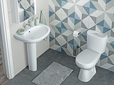 Унитаз-компакт Сантек Анимо белый, арматура, сиденье, косой выпуск купить в СОМ