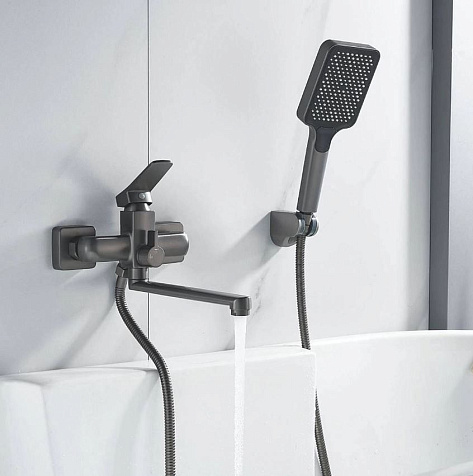 Смеситель для ванны Shevanik S9902T, латунь, оружейная сталь купить в СОМ