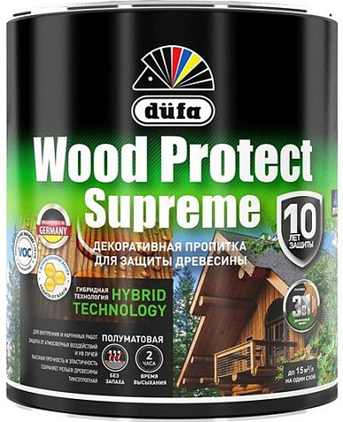 Пропитка защитно-декоративная Dufa WOOD PROTECT SUPREME, бесцветный, 0.75 л купить в СОМ
