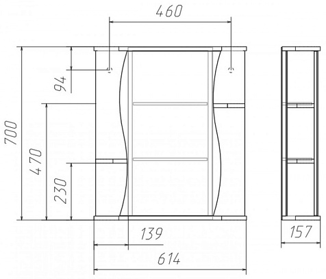 Зеркало-шкаф  Айсберг Волна 2-60, левый купить в СОМ